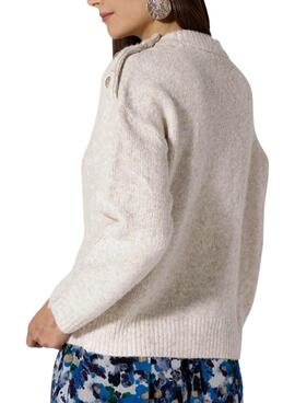 Jersey Naf Naf Botones Dorados Beige para Mujer