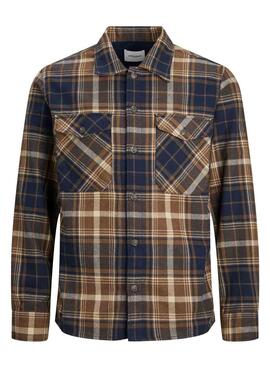 Camisa Jack and Jones Eddie Cuadros Marrón Hombre