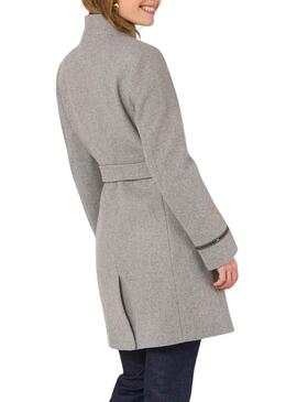 Abrigo Naf Naf Cinturón Gris para Mujer