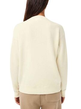 Jersey Lacoste Tricot De Lana Beige Para Mujer