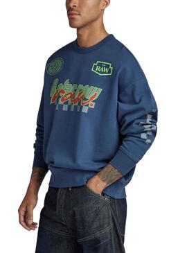 Sudadera G-Star Moto Sport Azul Para Hombre