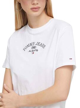 Camiseta Tommy Jeans Lux Athletic Blanco Mujer