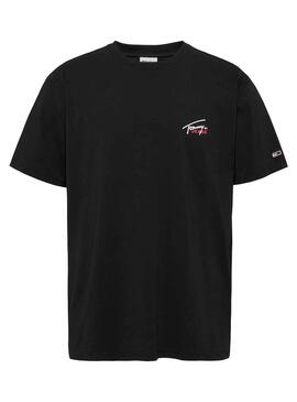 Camiseta Tommy Jeans Small Flag Negro Hombre 