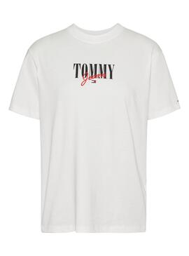 Camiseta Tommy Jeans Essential Logo Blanco Mujer