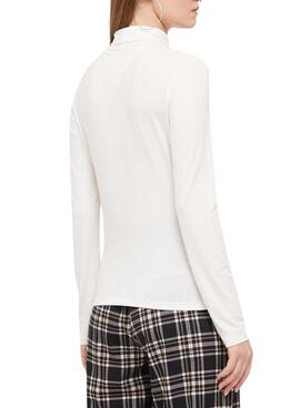Camiseta  Tommy Jeans Badge Cuello Perkins blanca  para mujer 