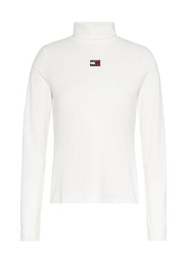 Camiseta  Tommy Jeans Badge Cuello Perkins blanca  para mujer 