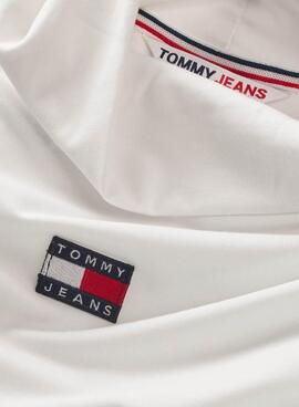 Camiseta  Tommy Jeans Badge Cuello Perkins blanca  para mujer 