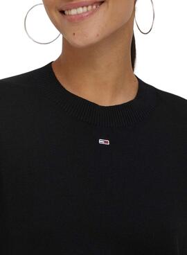 Jersey  Tommy Jeans Essential Crew Neck  negro para mujer 