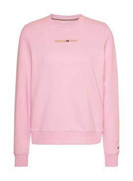 Sudadera Tommy Jeans Gold Linear Rosa Para Mujer