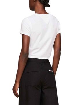 Camiseta Tommy Jeans Crop Slim Lips Blanco Mujer