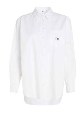 Camisa Tommy Jeans Badge Boyfriend  blanco para mujer  