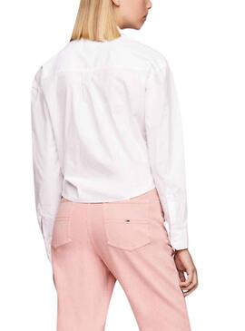Camisas Tommy Jeans Front Tie blanco para mujer   