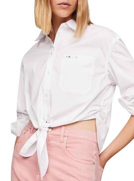 Camisas Tommy Jeans Front Tie blanco para mujer   