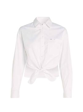 Camisas Tommy Jeans Front Tie blanco para mujer   