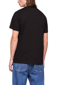 Camiseta de hombre Tommy Jeans essential flag slim negro