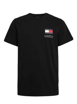 Camiseta de hombre Tommy Jeans essential flag slim negro