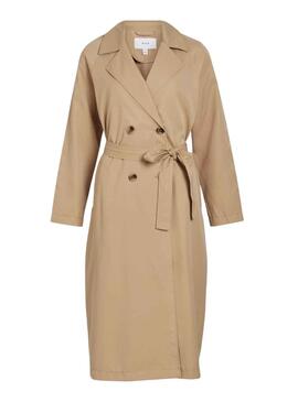 Trench Vila Vijancine Largo Beige Para Mujer