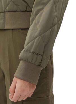 Bomber Calvin Klein Jeans Quilted Verde Para Mujer