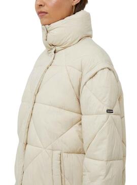 Abrigo Pepe Jeans Raven Beige Desmontable Para Mujer