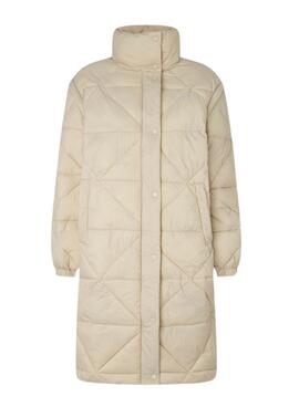Abrigo Pepe Jeans Raven Beige Desmontable Para Mujer
