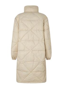 Abrigo Pepe Jeans Raven Beige Desmontable Para Mujer