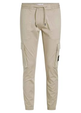 Pantalon Calvin Klein Cargo Beige Para Hombre
