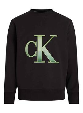 Sudadera Calvin Klein Perforated Monologo Negro