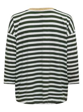 Camiseta Only Felisa Rayas Verde Para Mujer