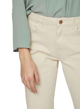 Pantalón Vila Vialice Beige Para Mujer