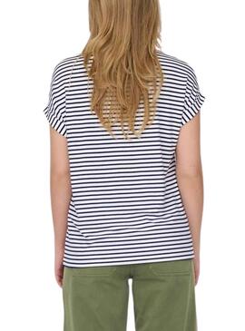 ONLMOSTER STRIPE S/S O-NECK TOP NAVAL