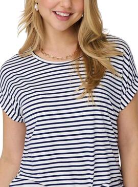 ONLMOSTER STRIPE S/S O-NECK TOP NAVAL