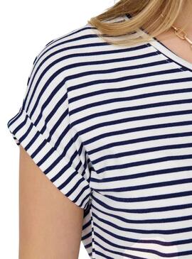 ONLMOSTER STRIPE S/S O-NECK TOP NAVAL