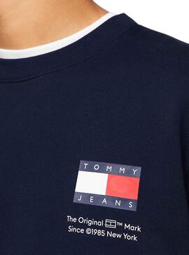 Sudadera Tommy Jeans Flag Marino para Hombre