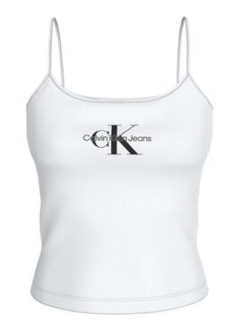 Camiseta  Calvin Klein Jeans Monologo Strappy blanco para mujer 