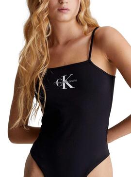   Body Calvin Klein Jeans Monologo Strappyen negro para mujer 