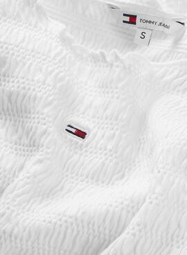Vestido Tommy Jeans Bodycon Fruncido Blanco