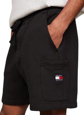 Bermudas Tommy Jeans Badge negro para hombre  