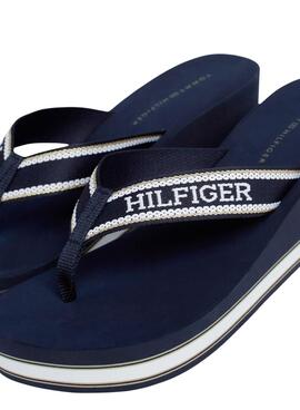 Chanclas Tommy Hilfiger Cuña Marino Para Mujer