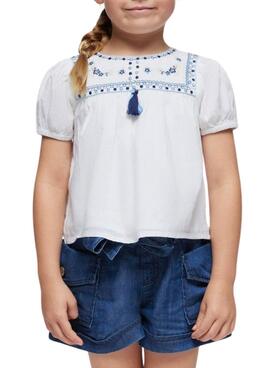 Blusa Mayoral Bordados Blanco Para Niña