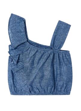 Top Mayoral Lino Azul Para Niña