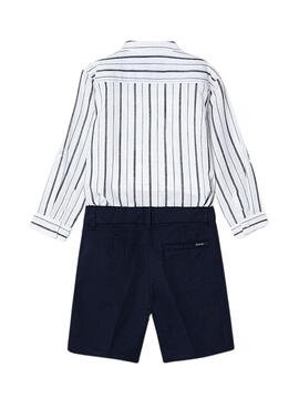 Conjunto Bermuda Camisa Marino Blanco Para Niño