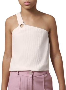 Camiseta Mayoral Asimétrica Canalé Beige Para Niña