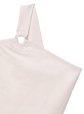 Camiseta Mayoral Asimétrica Canalé Beige Para Niña