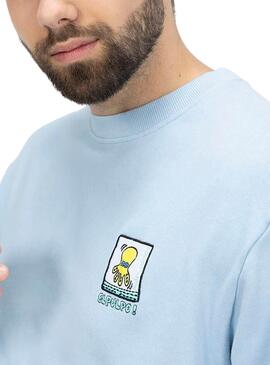 Sudadera El Pulpo Parche Estampado Azul Hombre