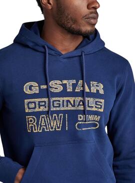 Sudadera G-Star Distressed Originals Azul Hombre