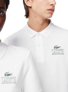 Polo Lacoste Unisex Piqué Estampado 3D Blanco
