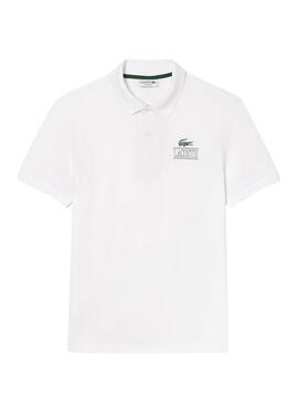 Polo Lacoste Unisex Piqué Estampado 3D Blanco
