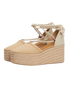 Sandalias Tommy Hilfiger Closed Linen Beige Mujer
