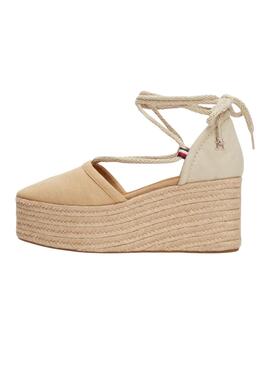 Sandalias Tommy Hilfiger Closed Linen Beige Mujer