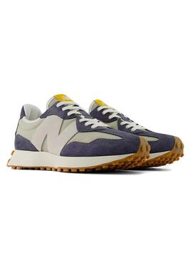 Zapatillas New Balance 327 azules y verdes para hombre.
